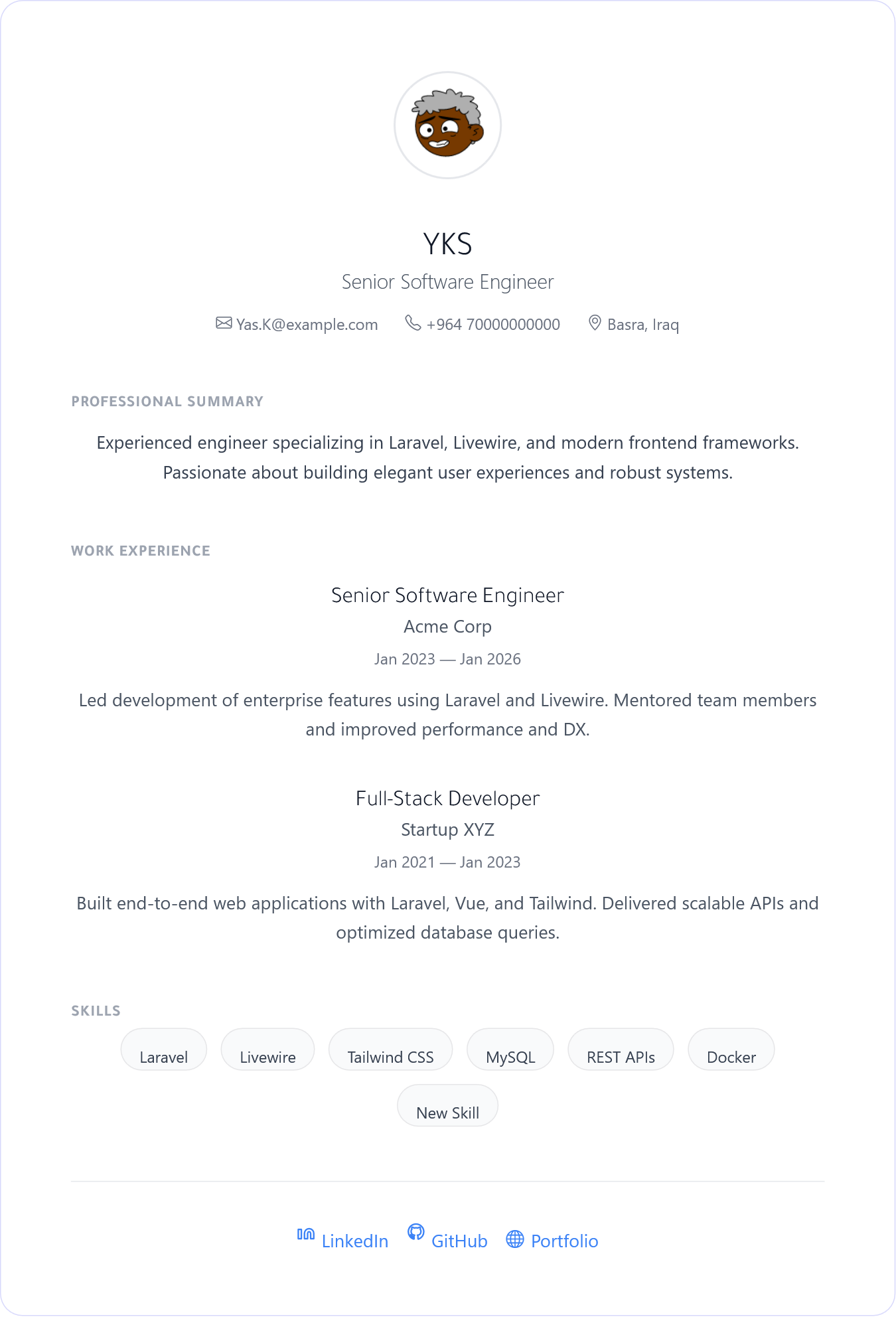 Modern resume template preview