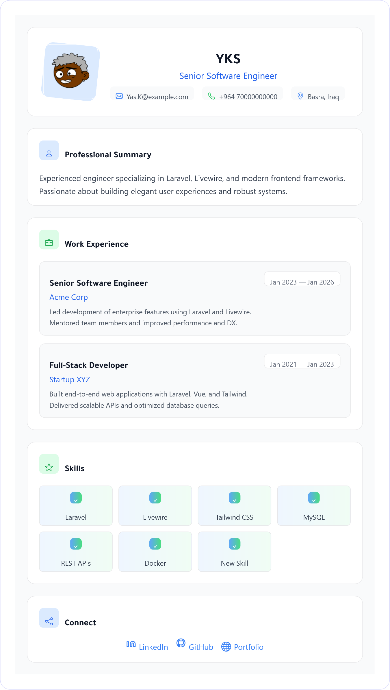 Modern resume template preview