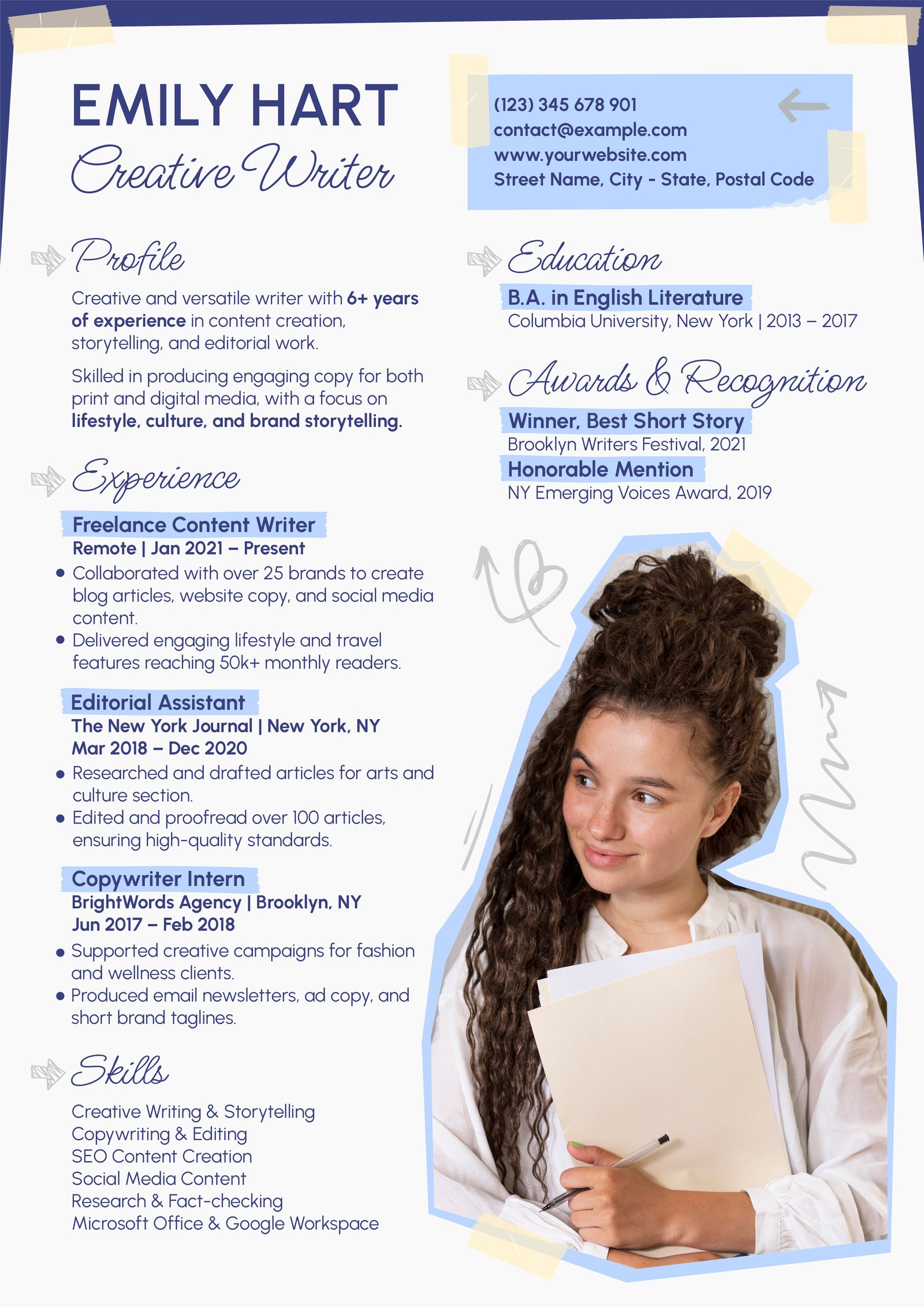 Resume builder interface